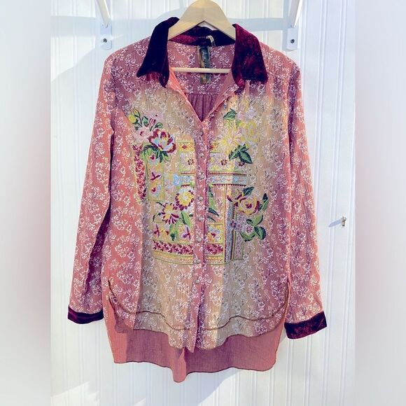 Aratta Silent Journey Floral Embroidered Tunic Top *SIZE: S - Picture 1 of 5